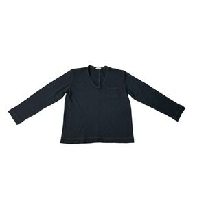 Women 50 L Roberto Collina V-Neck Long Slv Pullover Wool Sweater Top Dark Gray